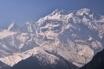 Summit of the mount Annapurna II as seen from the village Upper Pisang on the Annapurna Circuit...