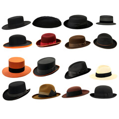 A collection of vintage hats Transparent Background Images 