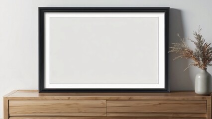 mock up wall art modern living room with portrait