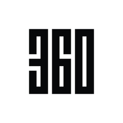 Number 360 logo design template vector elements, simple and modern monogram logo