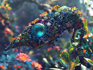 Explore the uncharted fusion of robotic wildlife amidst whimsical