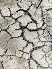 drought and global warming. cracked wall of a dry lake.
