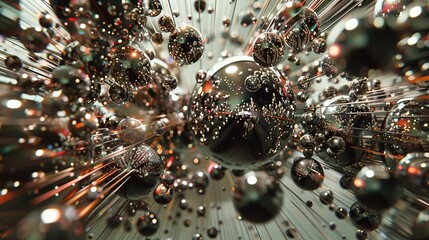 A 3d rendering of a bunch of shiny balls.