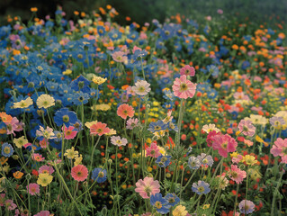 flowers in the garden in the morning