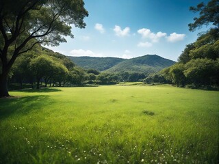 Obraz premium landscape with green grass and sky