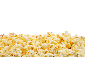 Pile of delicious popcorn in a border shape isolated transparent