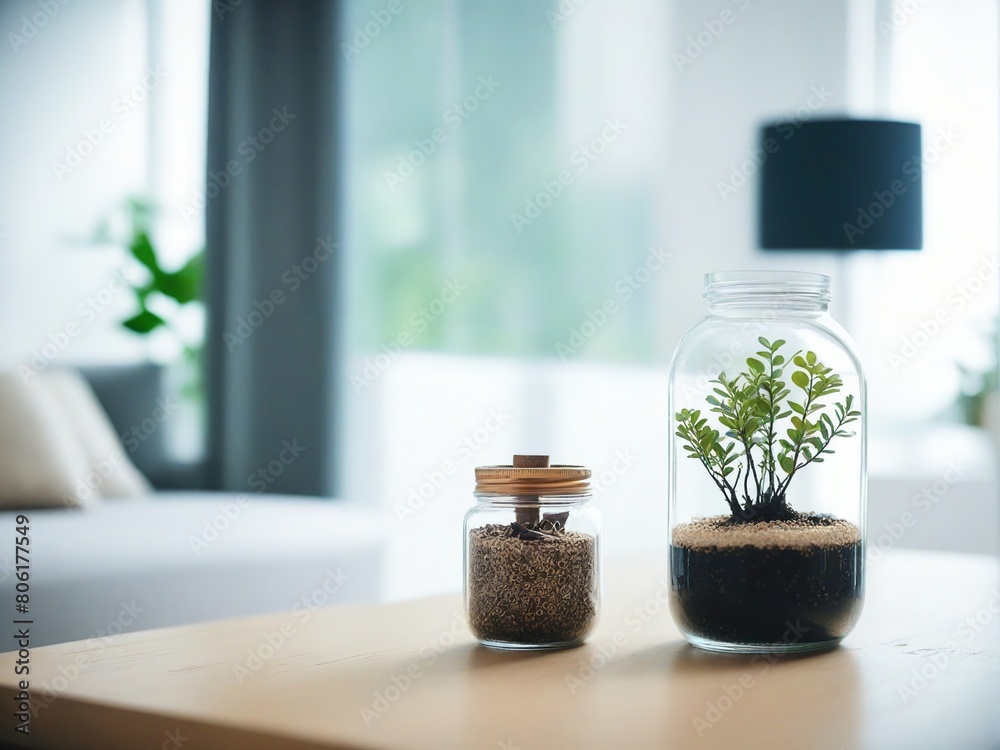 Sticker plant in a vase on the table