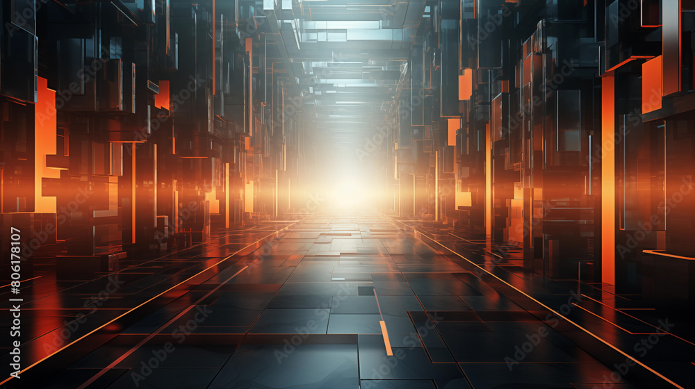 Wall mural artificial intelligence digital binary code abstract background technology futuristic. neon light ba