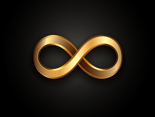 The image is a gold infinity symbol on a black background. It is a symbol of eternity and endless possibilities.