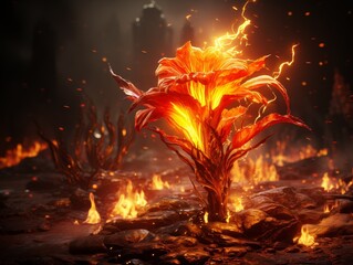 A flower made of fire. Fire flower, concept art.