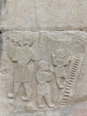 Hittite civilization. Ancient and historical city. on the walls figures. Alacahoyuk, Corum, Turkey