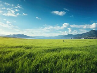 Fototapeta premium green field and blue sky