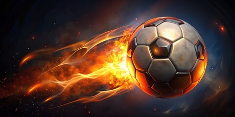 Fototapeta premium Soccer ball on fire 3D