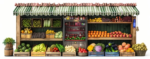 Traditional fruit and vegetable grocer facade