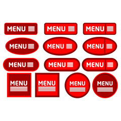 Set Of Variant Menu Button Design For Web Element