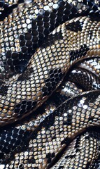 Obraz premium Close-up of a snake's iridescent scales