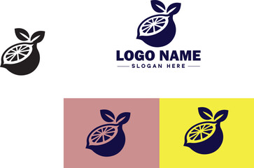 lemon icon Citron Lime Yellow fruit flat logo sign symbol editable vector