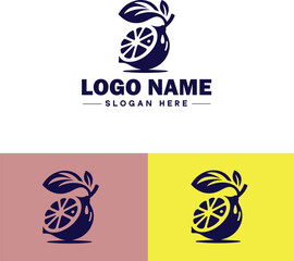 lemon icon Citron Lime Yellow fruit flat logo sign symbol editable vector