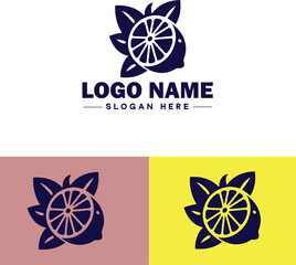 lemon icon Citron Lime Yellow fruit flat logo sign symbol editable vector