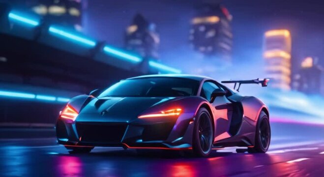 a super car on a neon background