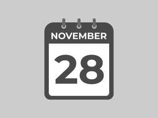 November  28 calendar reminder. 28 November  daily calendar icon template. Calendar 28 November  icon Design template. Vector illustration
