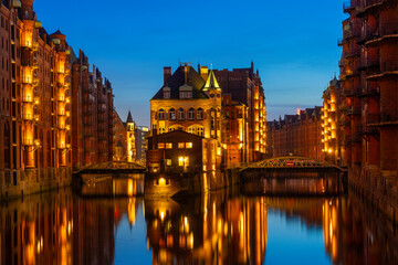 Wasserschloss in der Speicherstadt Hamburg, Deutschland