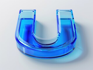 U blue letter glass transparent