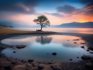sunrise over the lake