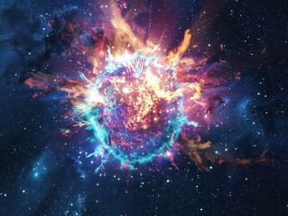 exploding supernova in black background