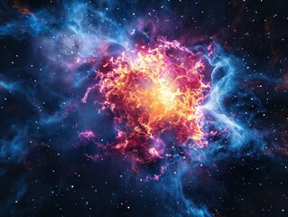 exploding supernova in black background