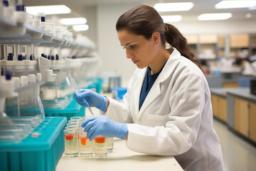Laboratory technician conducting tests on samples. Generative AI