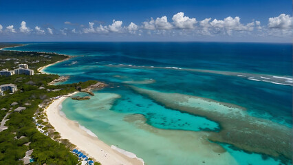 Obraz premium Stunning aerial view of pristine beaches and turquoise waters.