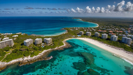 Stunning aerial view of pristine beaches and turquoise waters.