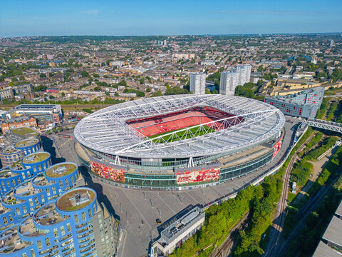 London. United Kingdom. 08/16/2023 Aerial image of The Emirates Stadium. Arsenal Football Club. 16th August 2023