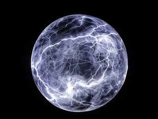 electric discharge in the shape of a ball on a black background