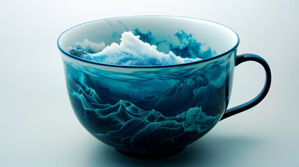 Ocean cup with waves