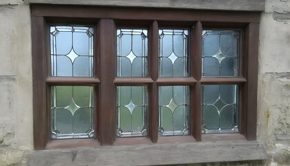 A Leaded Glass Window In An Old English Manor
