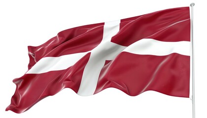 flag, Denmark, waving, white background.