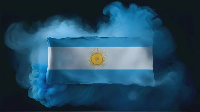 Argentina independence day background, Argentina country flag with moving animation of blue smoke
