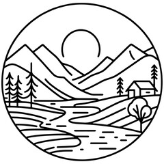 view mountain, landscape, valley, peaks, clouds, sunrise, line