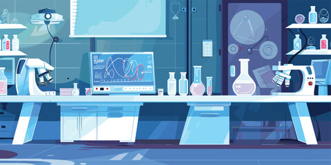Futuristic Cryonics Laboratory Interior with High-Tech Equipment, Cartoon Vector Illustration