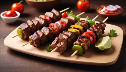 kebab skewer with vegetables isolated on a transparent background