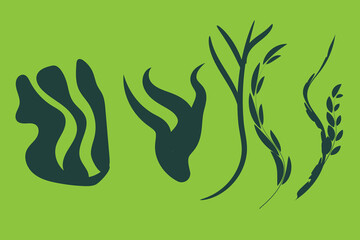 Abstract Seaweed Shape Aesthetic Element Vector Illustration