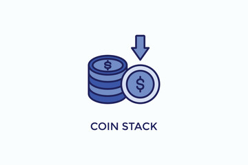 Coin Stack Vector Icon Or Logo Illustration