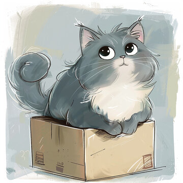 A cute cat with fluffy fur