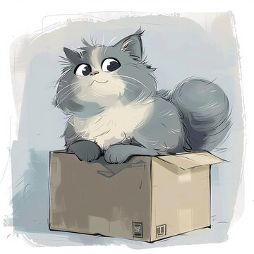 A cute cat with fluffy fur