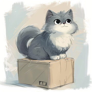 A cute cat with fluffy fur