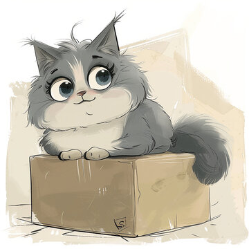 A cute cat with fluffy fur