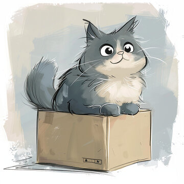 A cute cat with fluffy fur