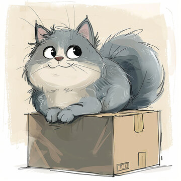 A cute cat with fluffy fur
